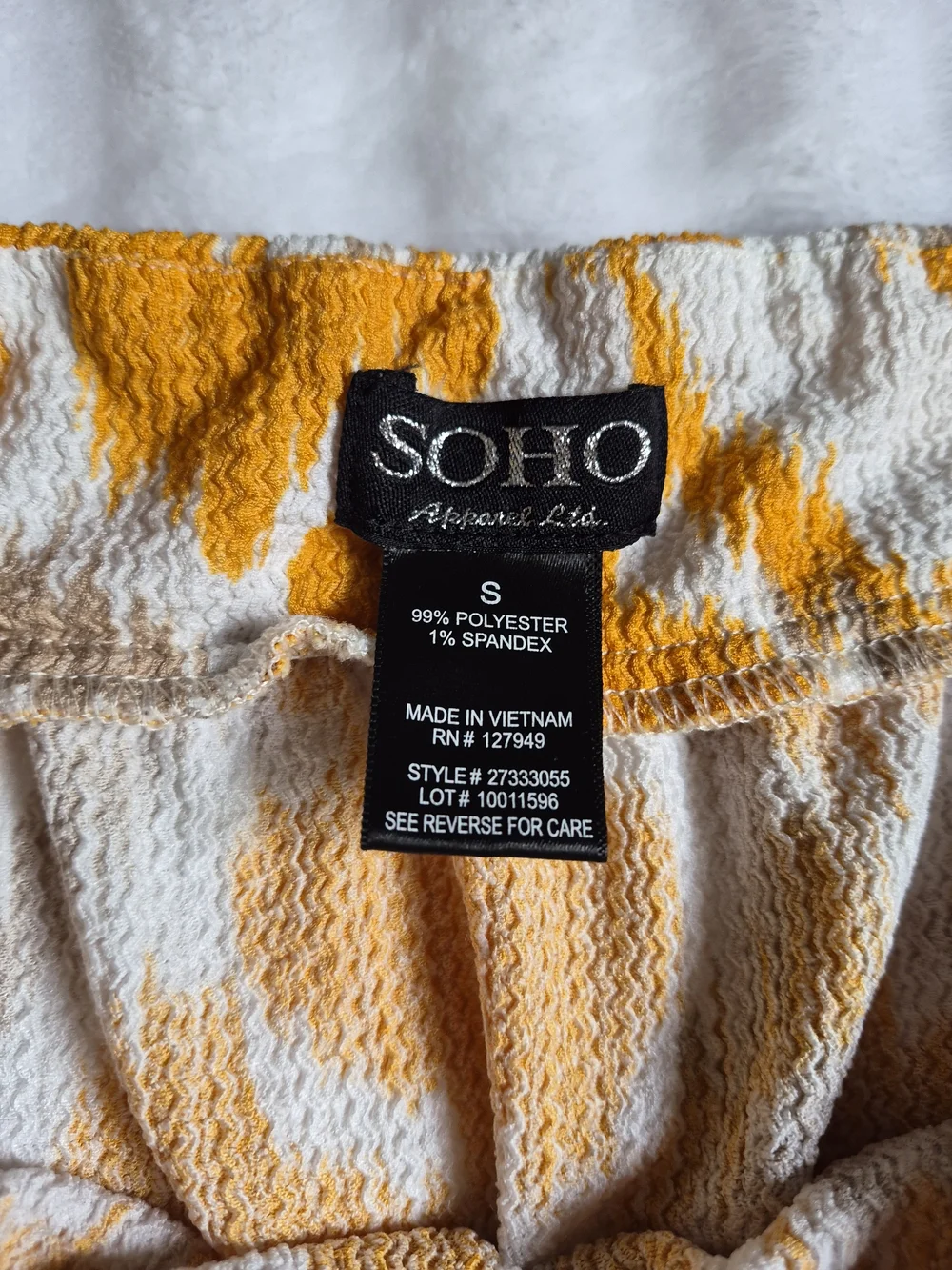 Soho Yellow and Cream Printed Midi Skirt with Ruffle Hem